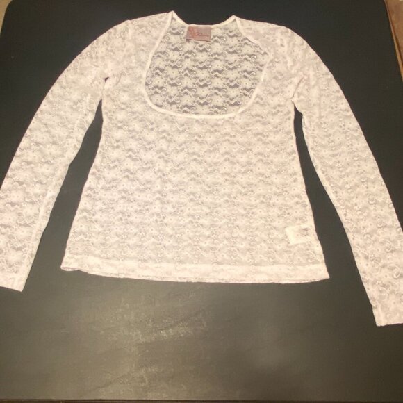 CHARMS Floral Lace Long Sleeved Top White Women's Size (L) - Picture 8 of 8